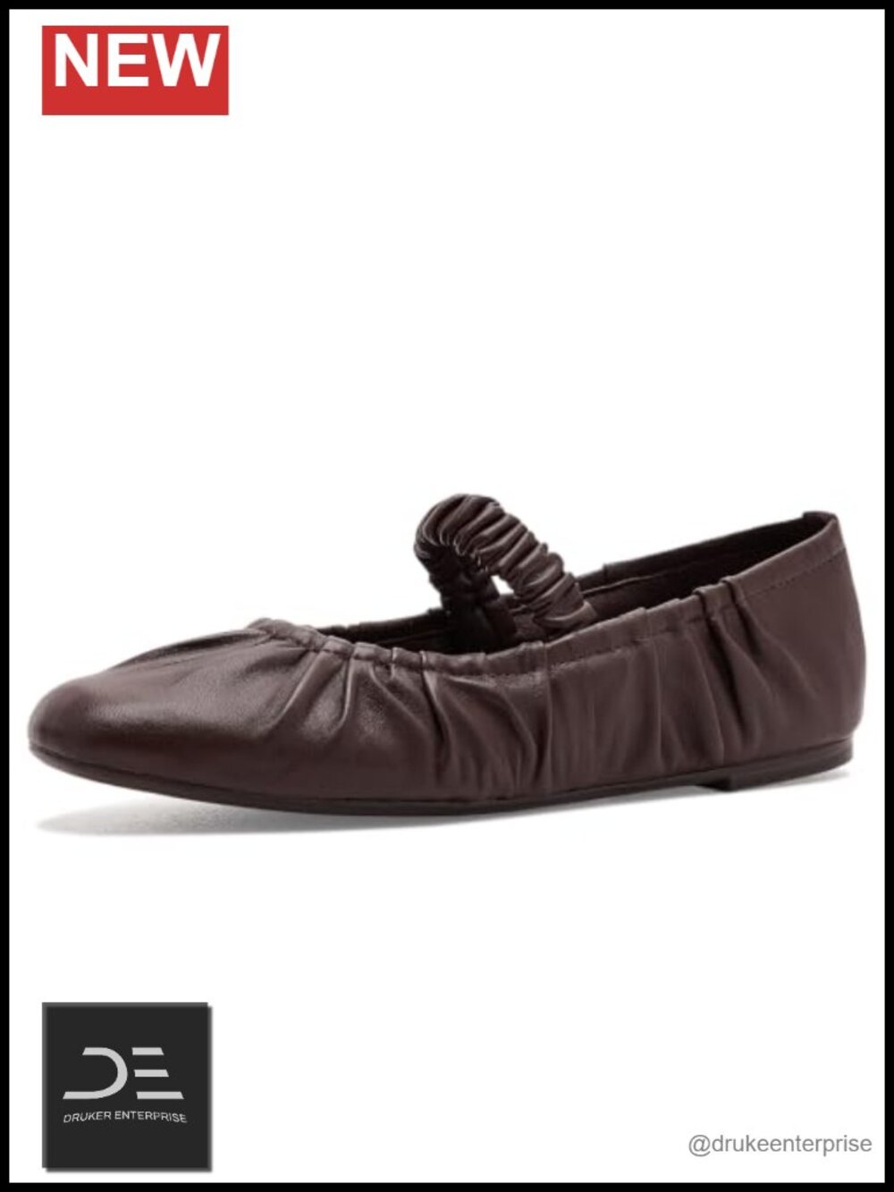 Women's Leather Mary Jane Ballet Flat Slip-On Low Heel